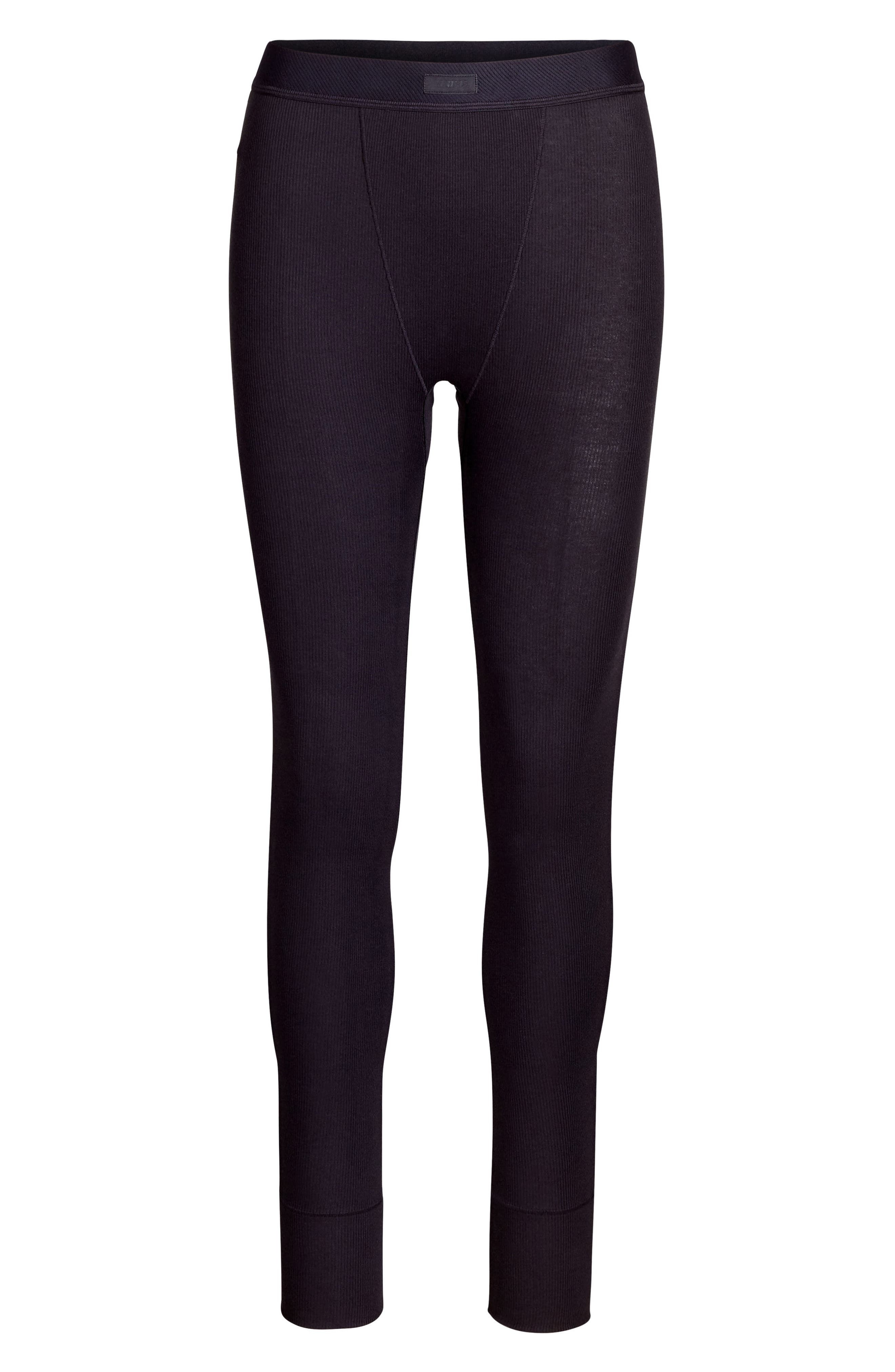 SKIMS Stretch Cotton Rib Leggings in Soot at Nordstrom - 4