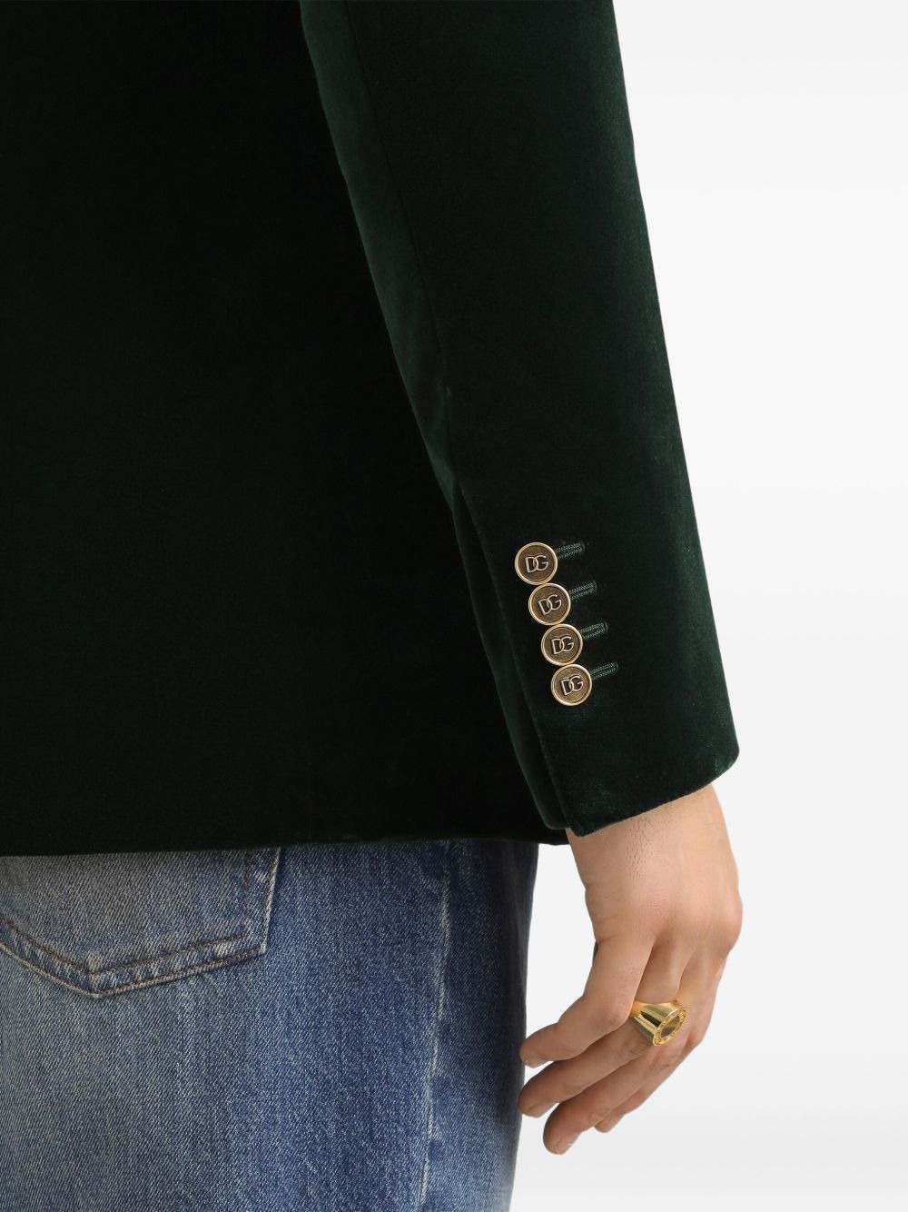 velvet double-breasted blazer - 4