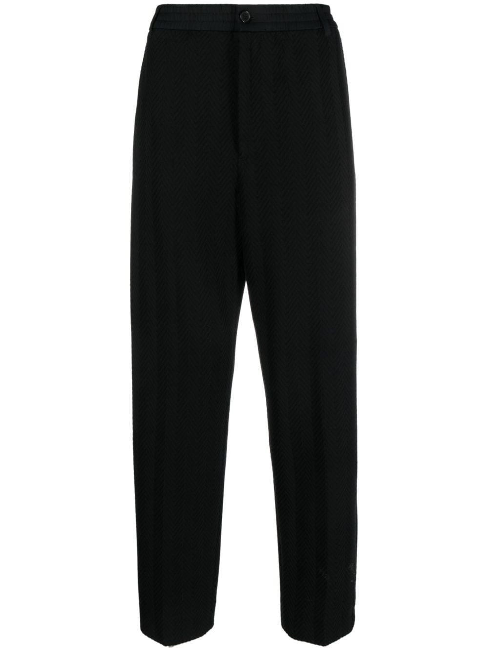 chevron-knit straight-leg trousers - 1