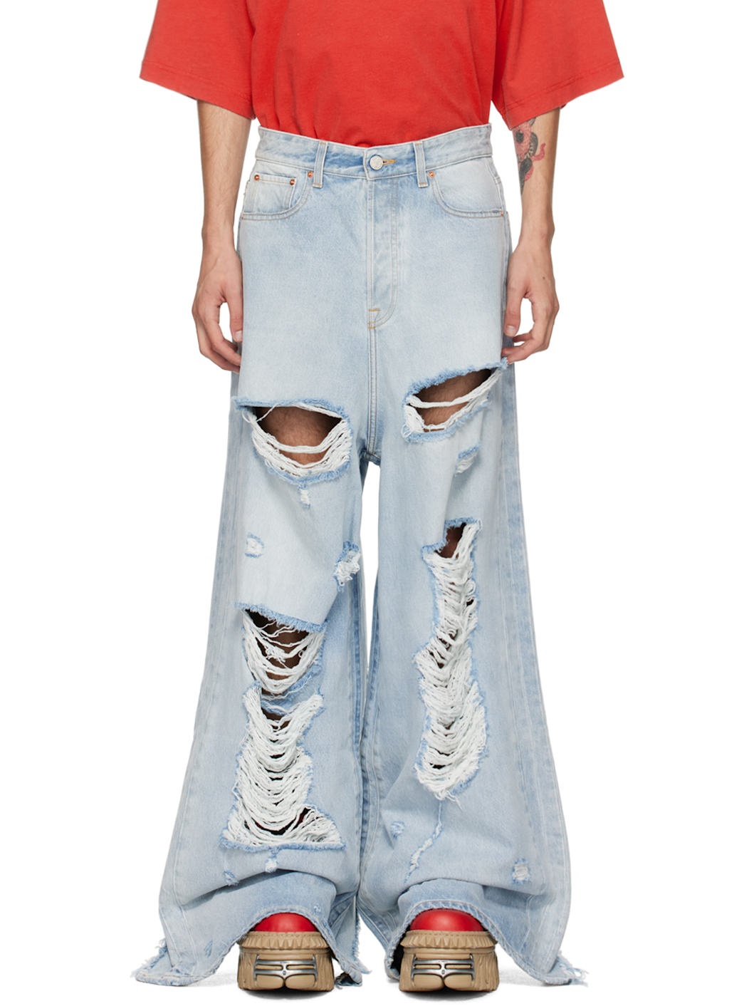 Blue Ripped Big Shape Jeans - 1
