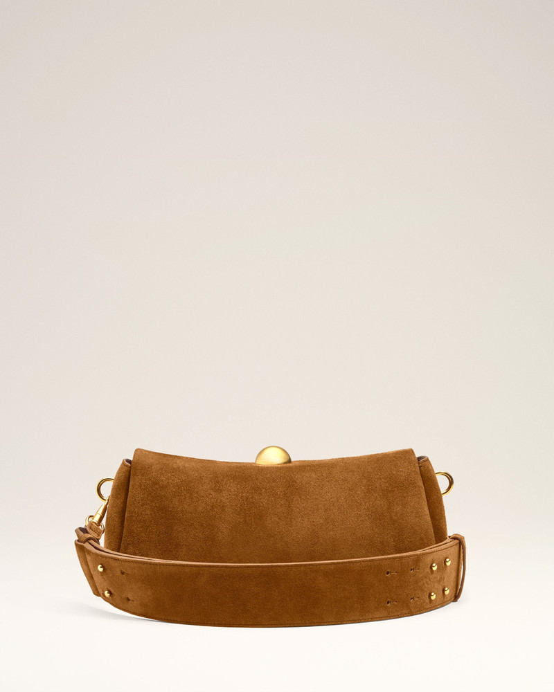 BROWN SUEDE LEATHER CARROUSEL BAG 5