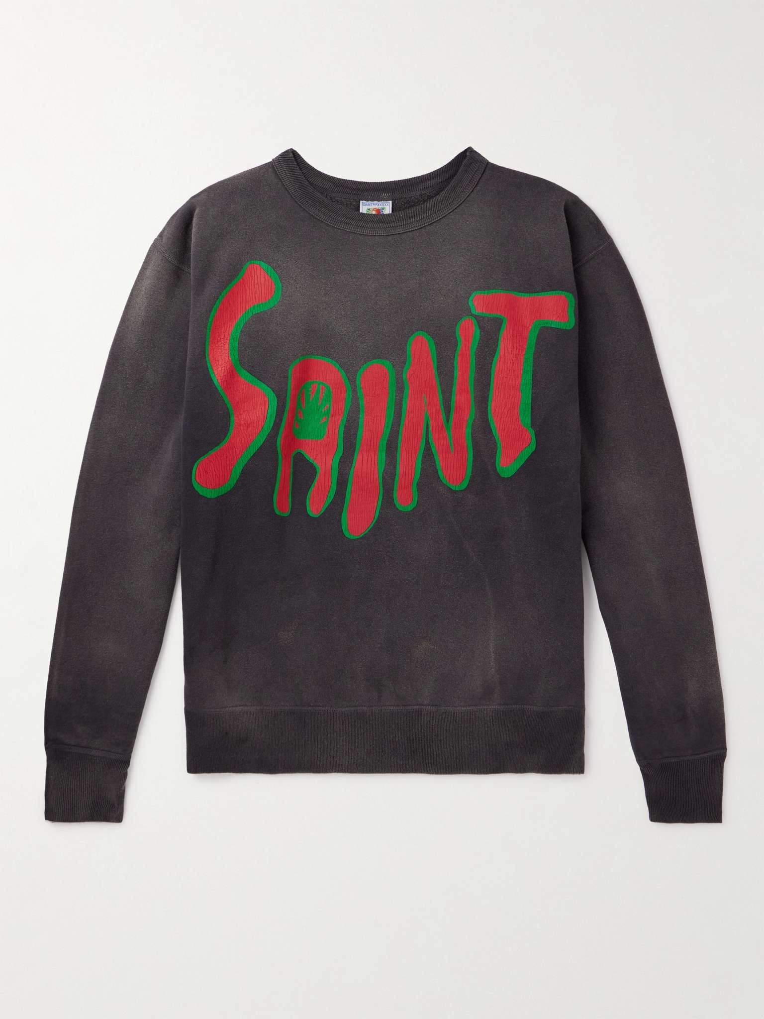 Distressed Logo-Print Cotton-Jersey Sweatshirt - 1