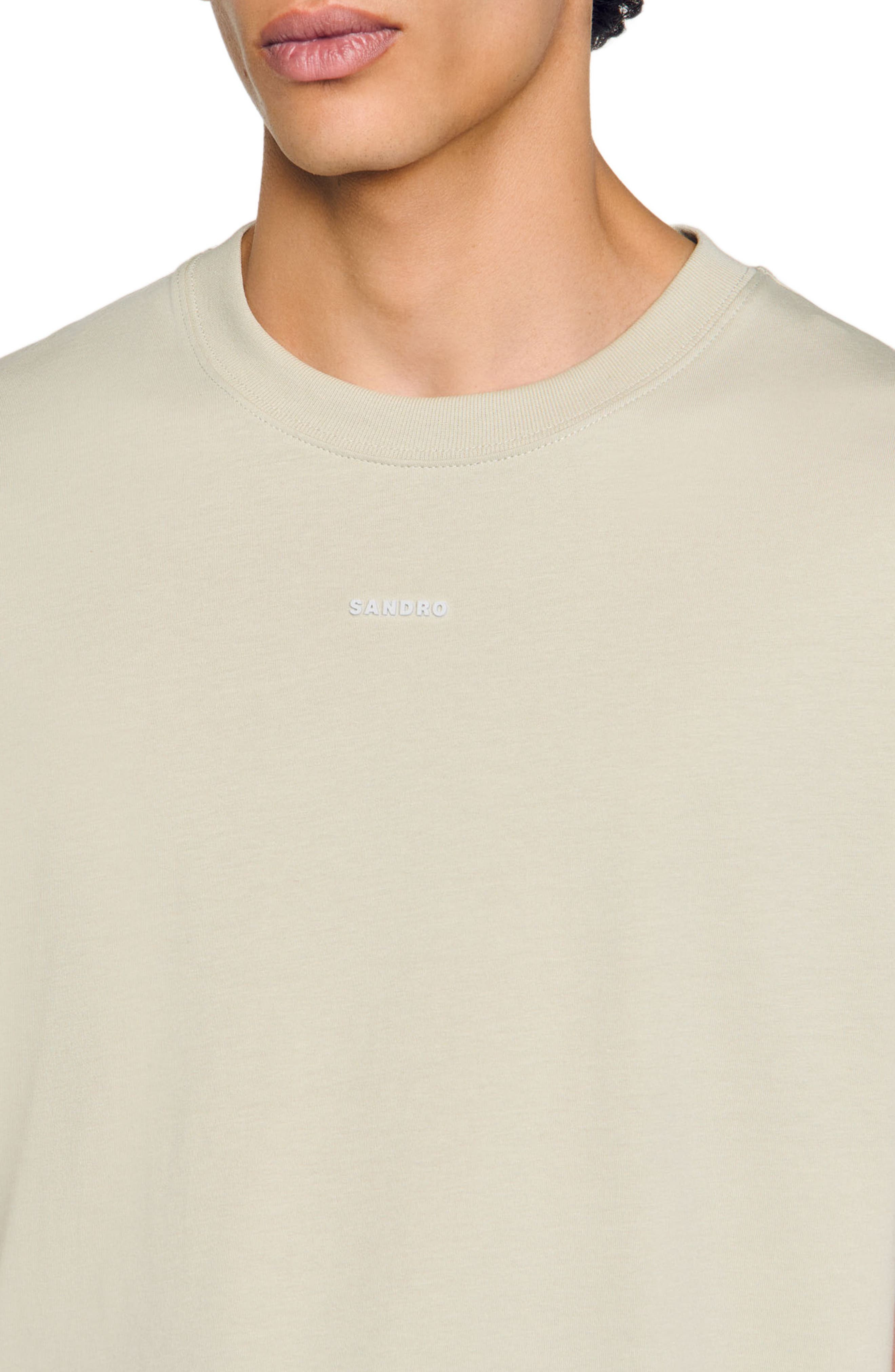 SANDRO Cotton T-shirt with logo in Light Kaki. at Nordstrom - 4