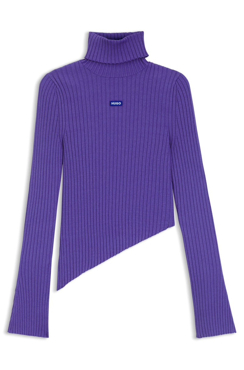 LOGO-BADGE RIB-KNIT SWEATER WITH ASYMMETRIC HEM 1