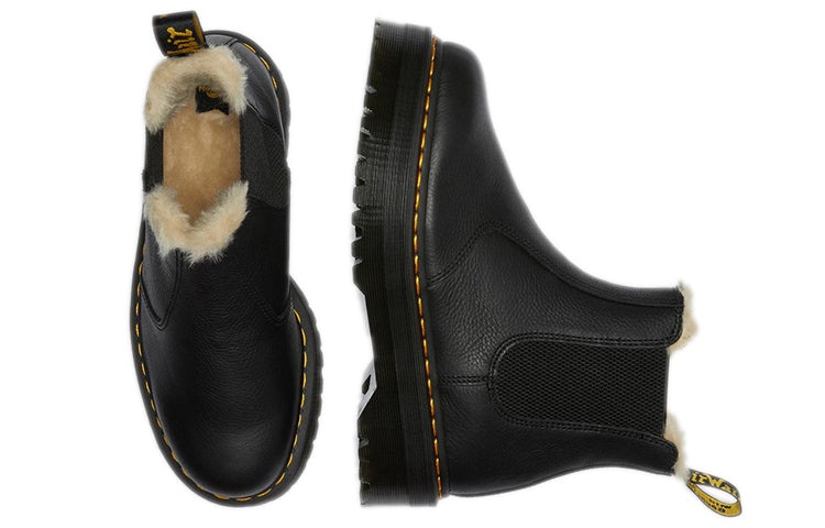 (WMNS) Dr. Martens 2976 Faux Fur Lined Platform Chelsea Boots 'Black' 25635001 - 4