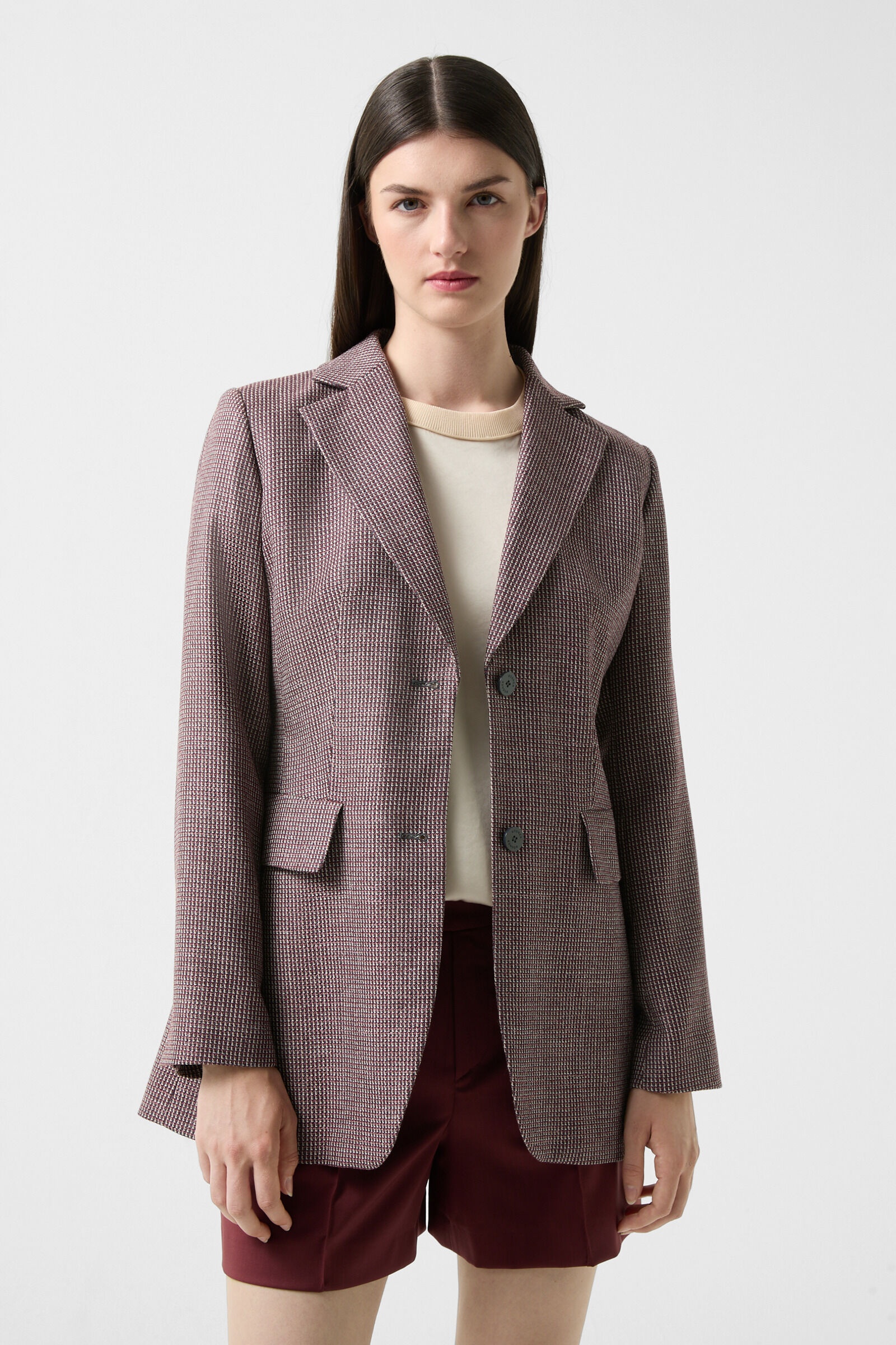 Blazer Amande in Wine red/navy blue - 2