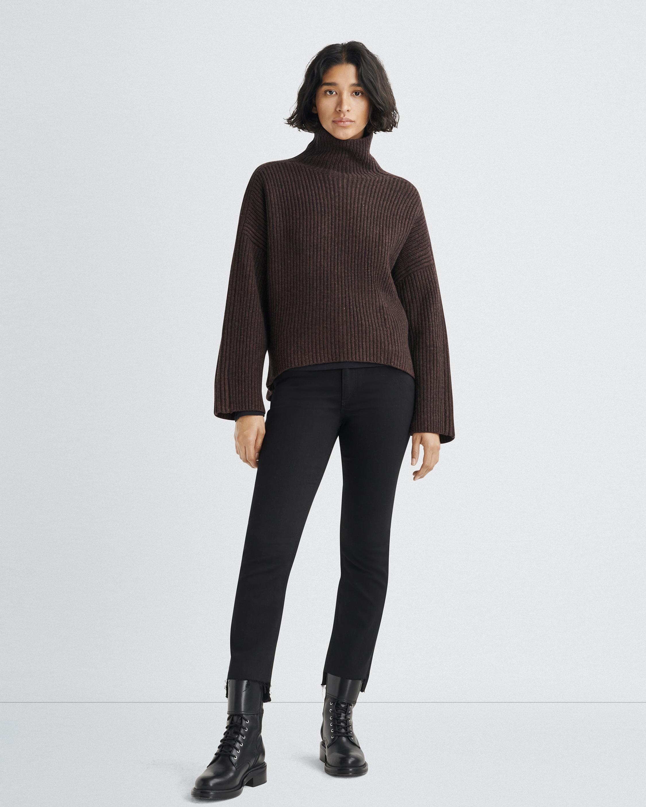 rag & bone Connie Wool Turtleneck Oversized Fit | REVERSIBLE