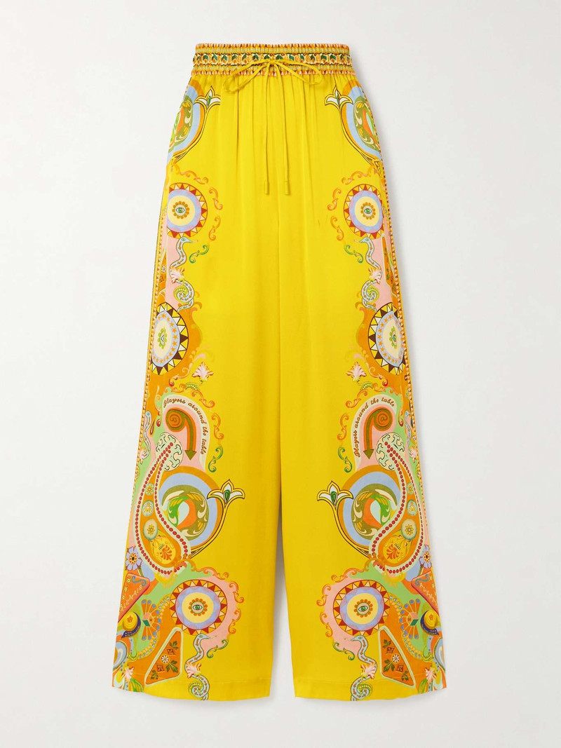 Pinball printed silk-satin wide-leg pants 1
