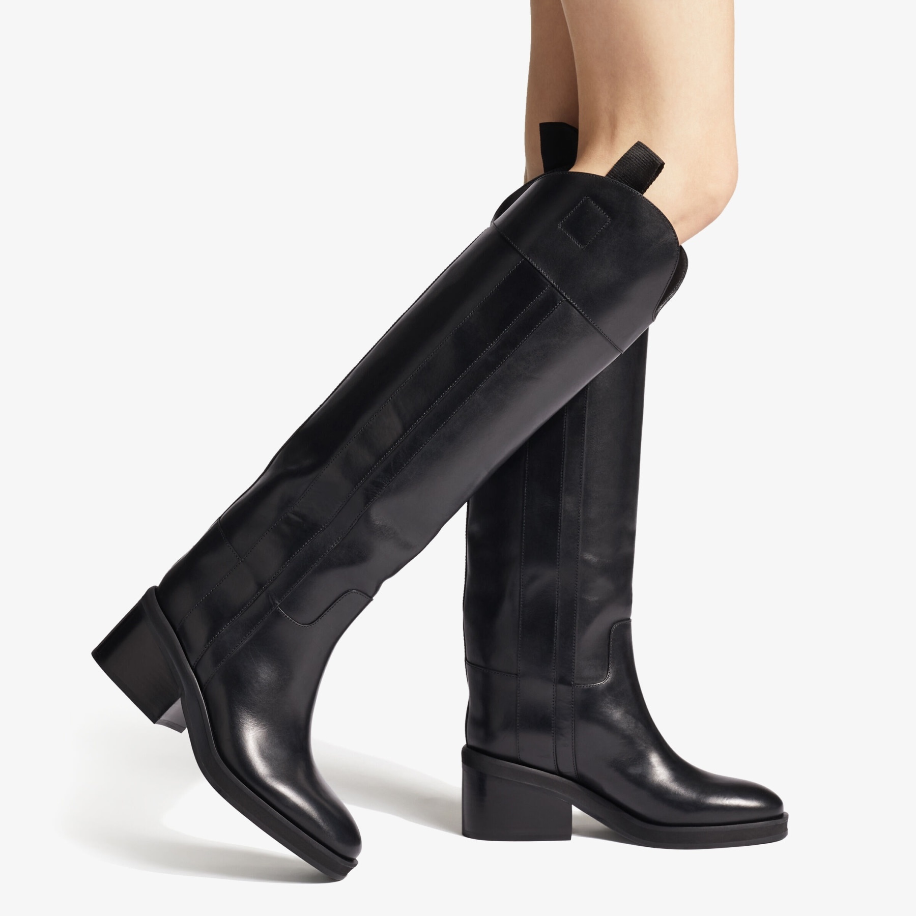 JIMMY CHOO Tonya 70 Black Soft Vachetta Leather Knee-High Boots