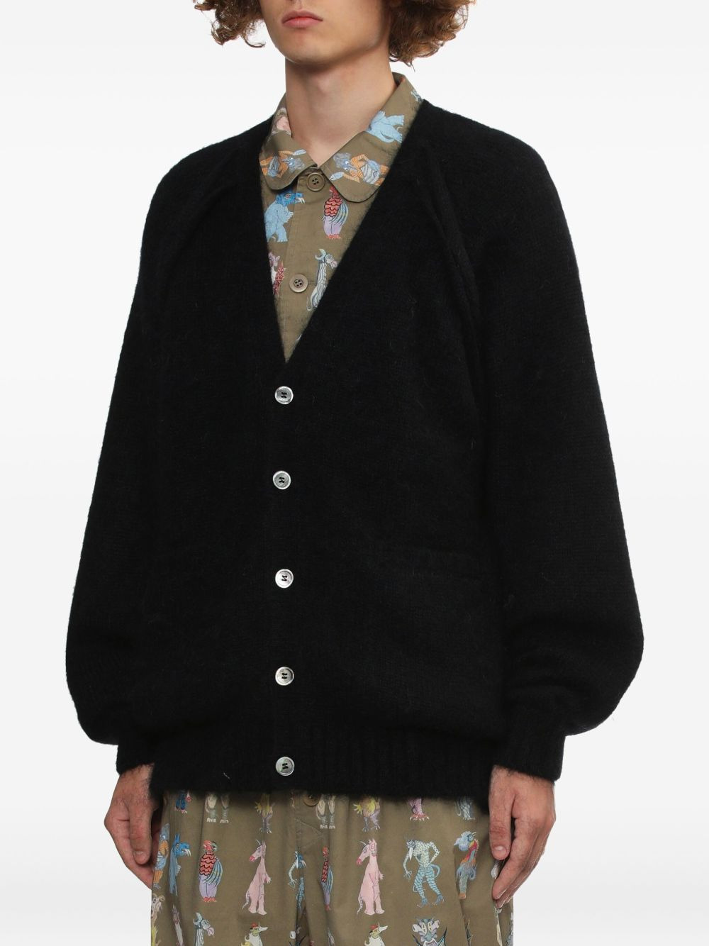 buttoned raglan-sleeve cardigan - 3