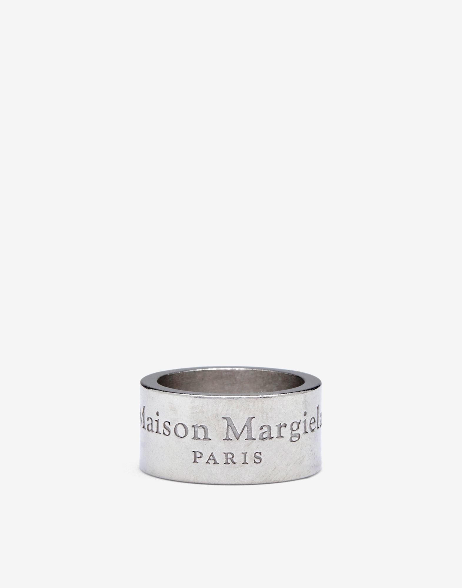 Logo engraved wide silver ring - 1