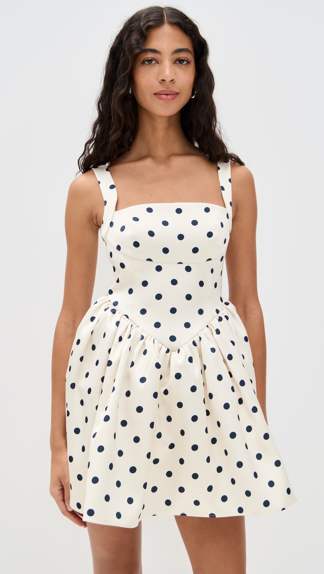 Cream Polka Dot Satin Mini Dress - 6