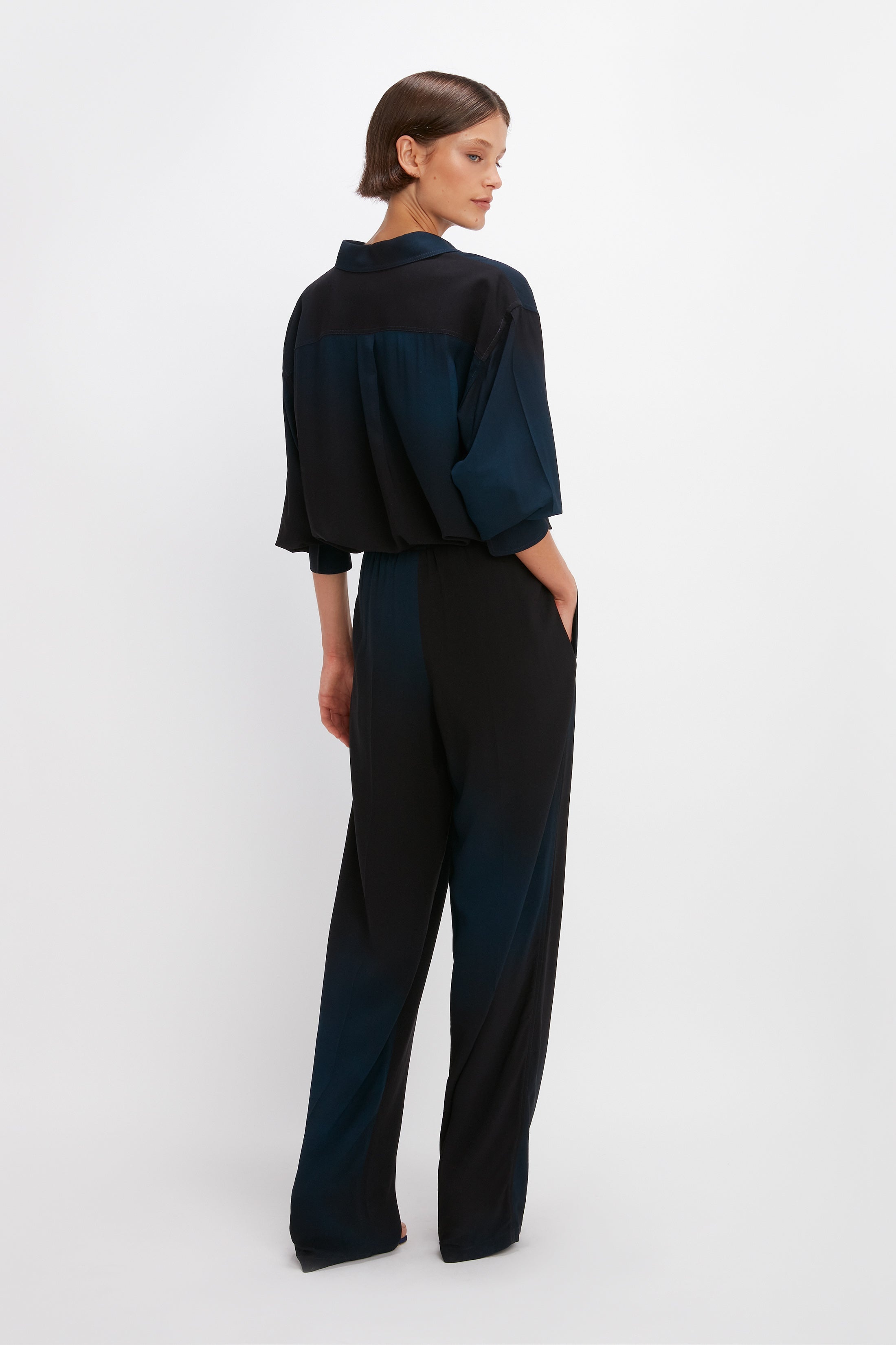 Pyjama Trouser in Navy Ombré & Floral - 4