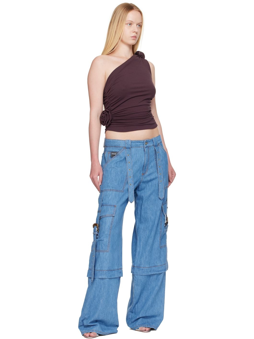 Blue Baroque Buckle Cargo Jeans - 4