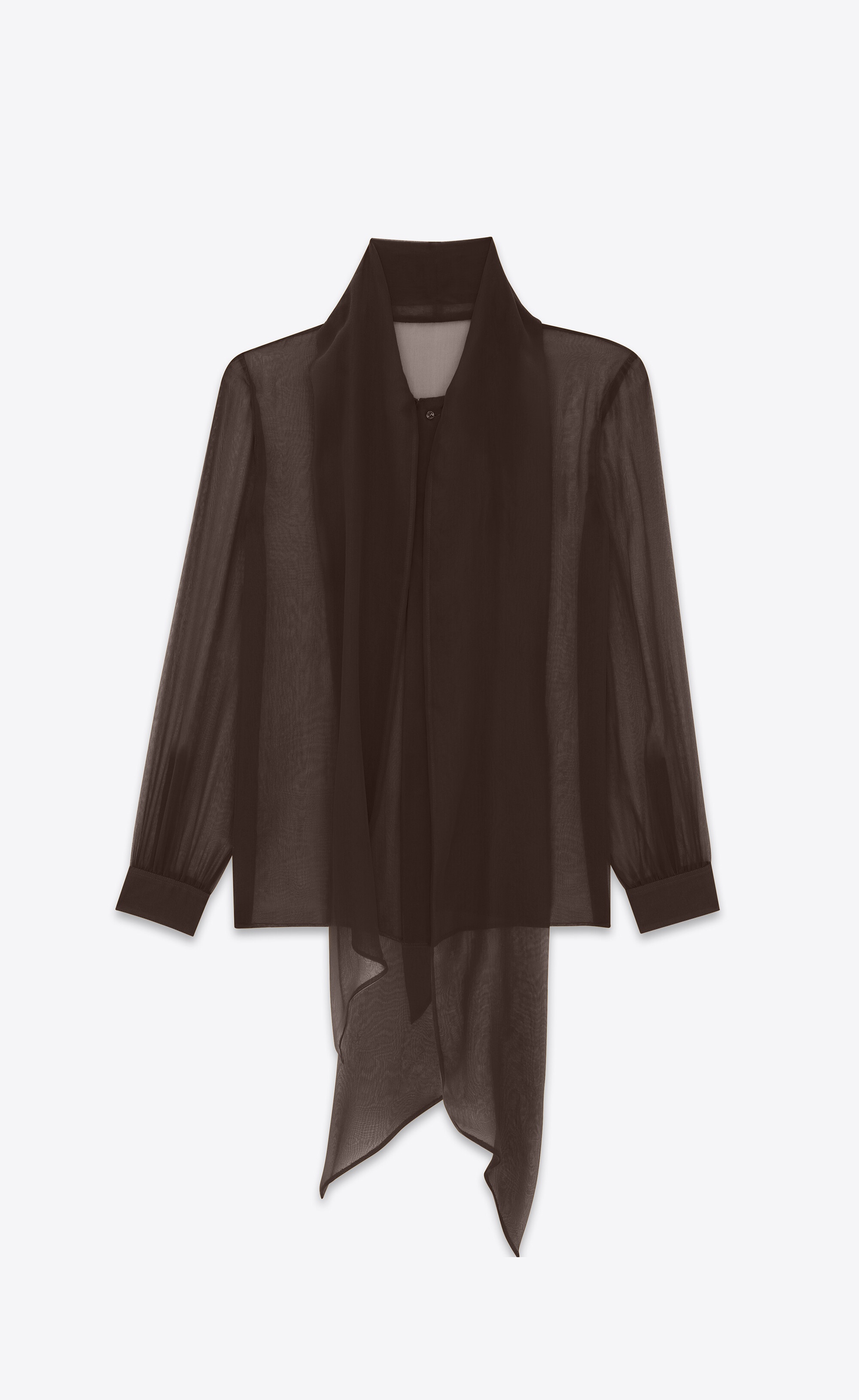 lavallière-neck shirt in silk georgette - 3