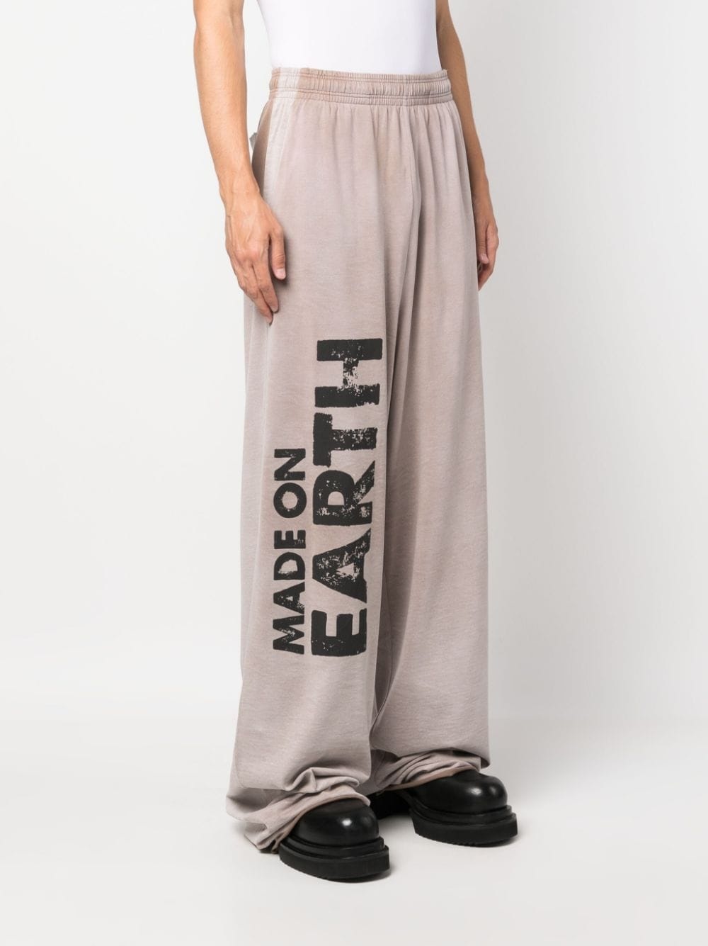 slogan-print cotton track pants - 4