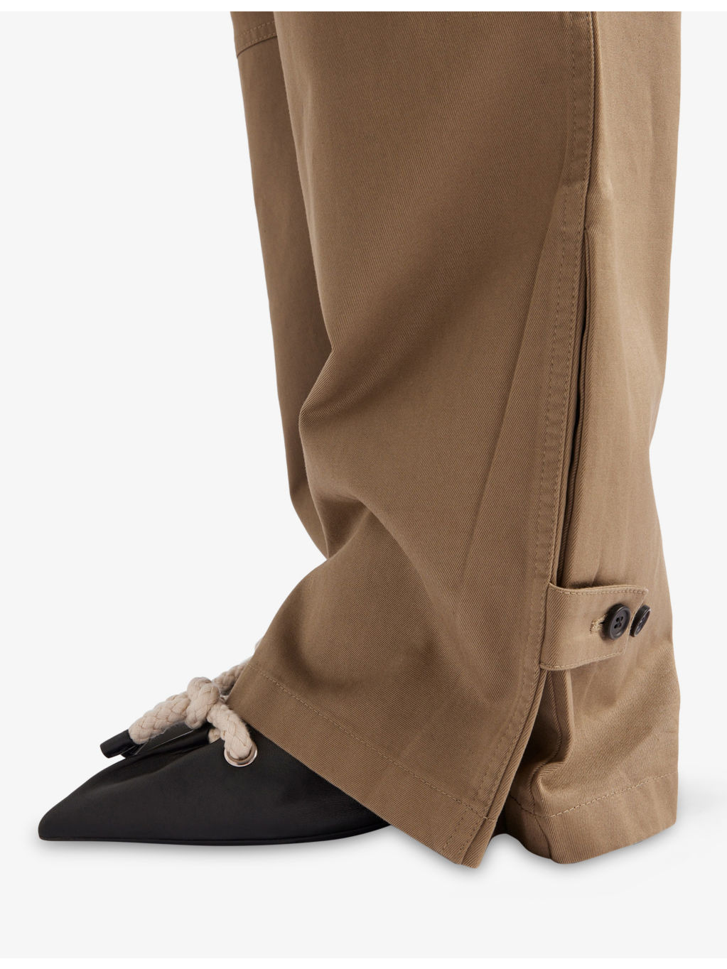 High-Rise Wide-Leg Cotton Chino Trousers - 5
