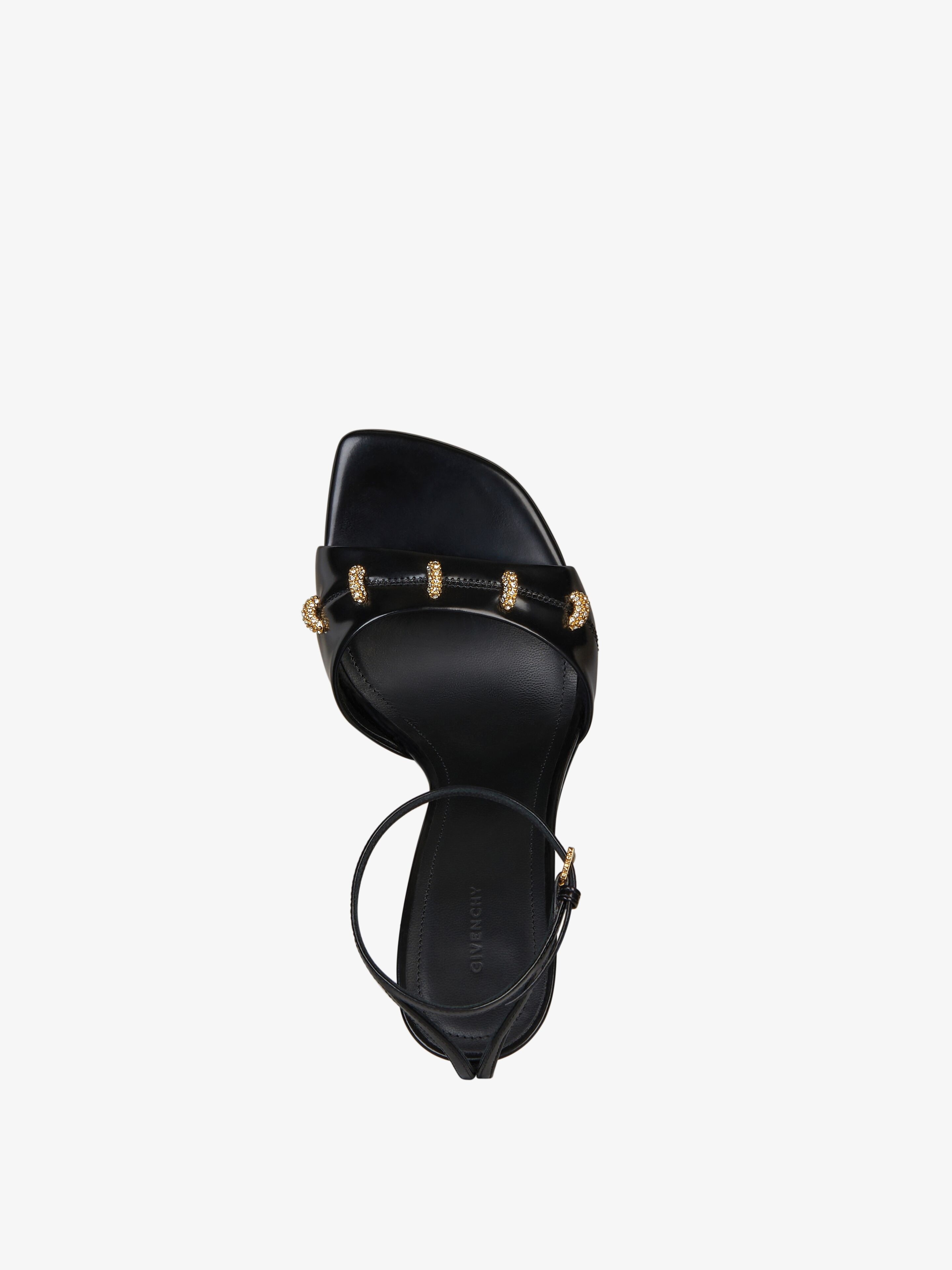 STITCH SANDALS IN LEATHER WITH CRYSTALS DETAILS - 5