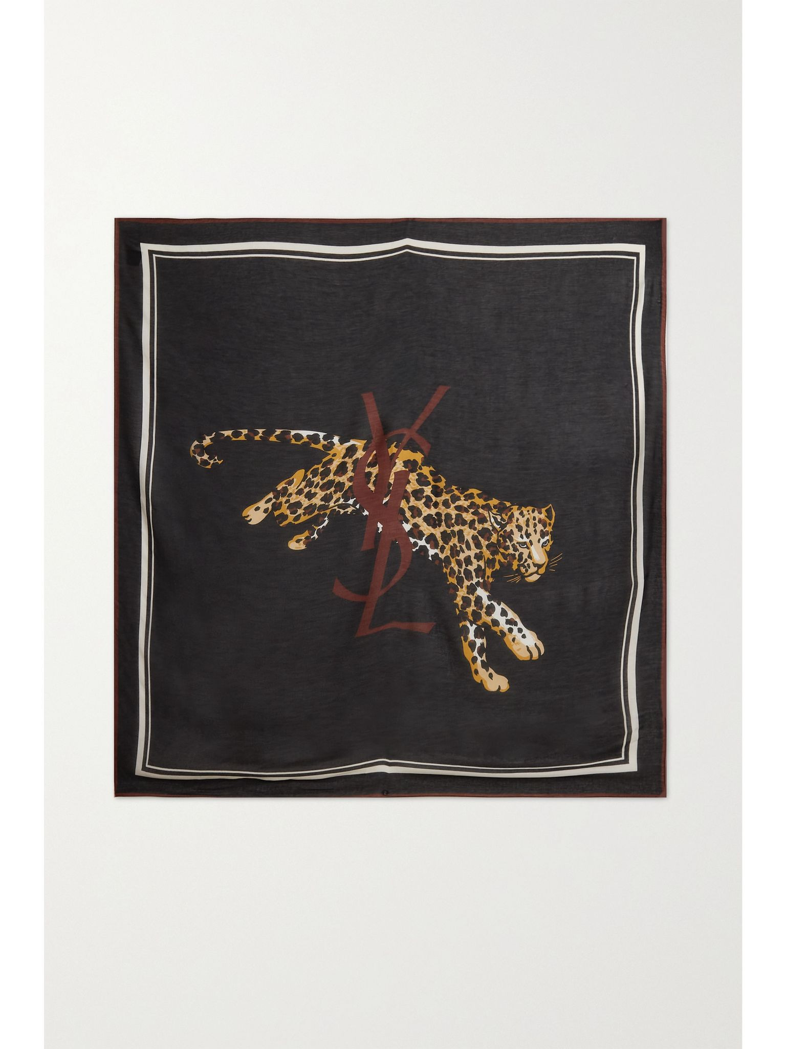 Printed modal and cashmere-blend scarf Black - 4
