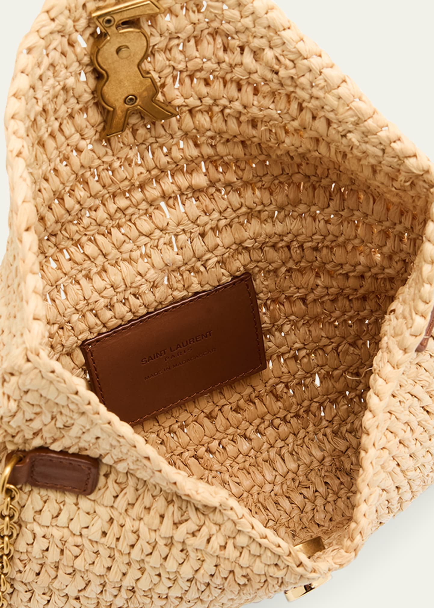 Envelope Flap YSL Pouch Bag in Raffia - 4