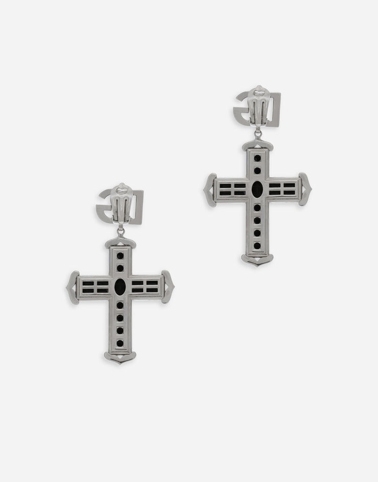 Cross earrings with rhinestone accents - 3