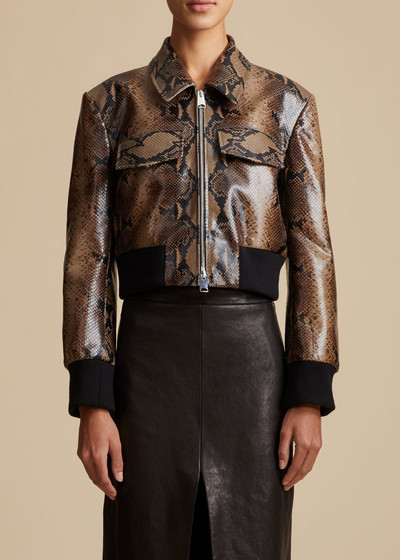 KHAITE The Hector Jacket in Brown Python-Embossed Leather outlook