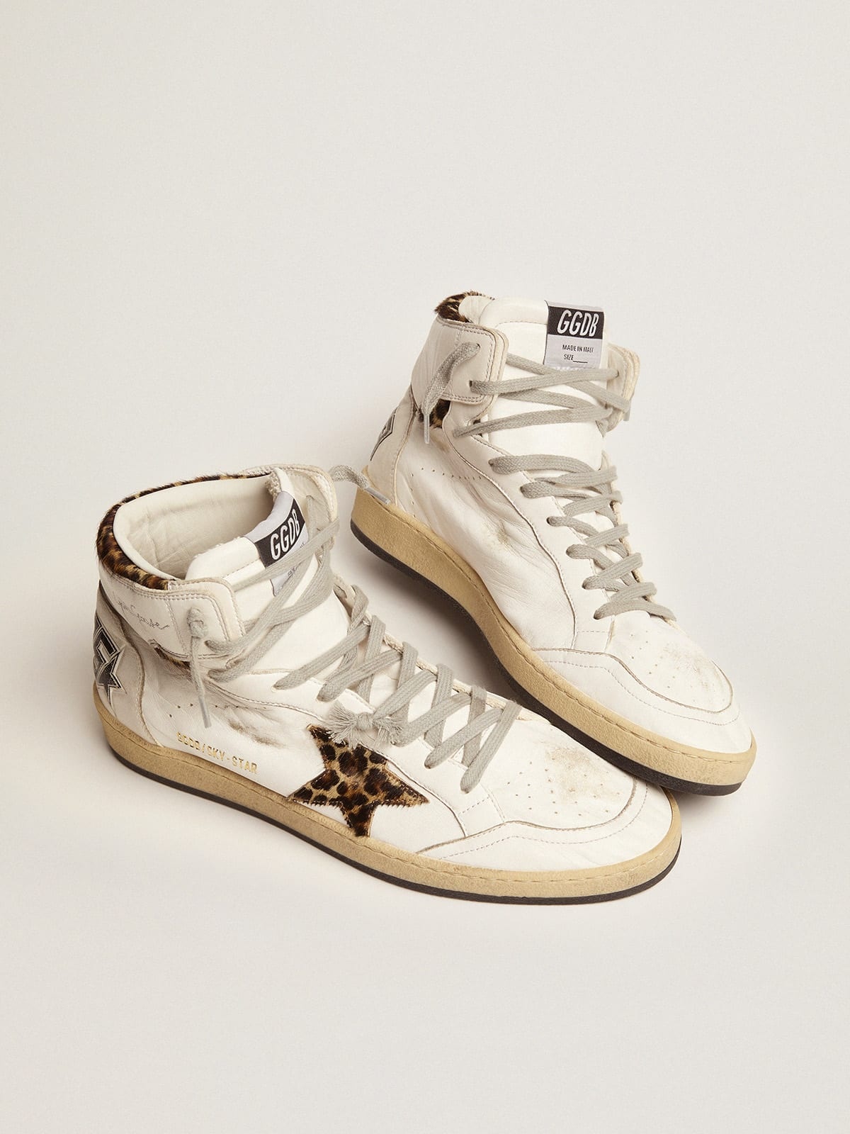 Sky-Star sneakers with signature on the ankle and leopard-print pony skin inserts - 2