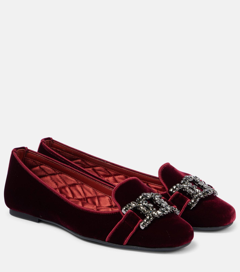 Kate embellished velvet ballet flats - 1