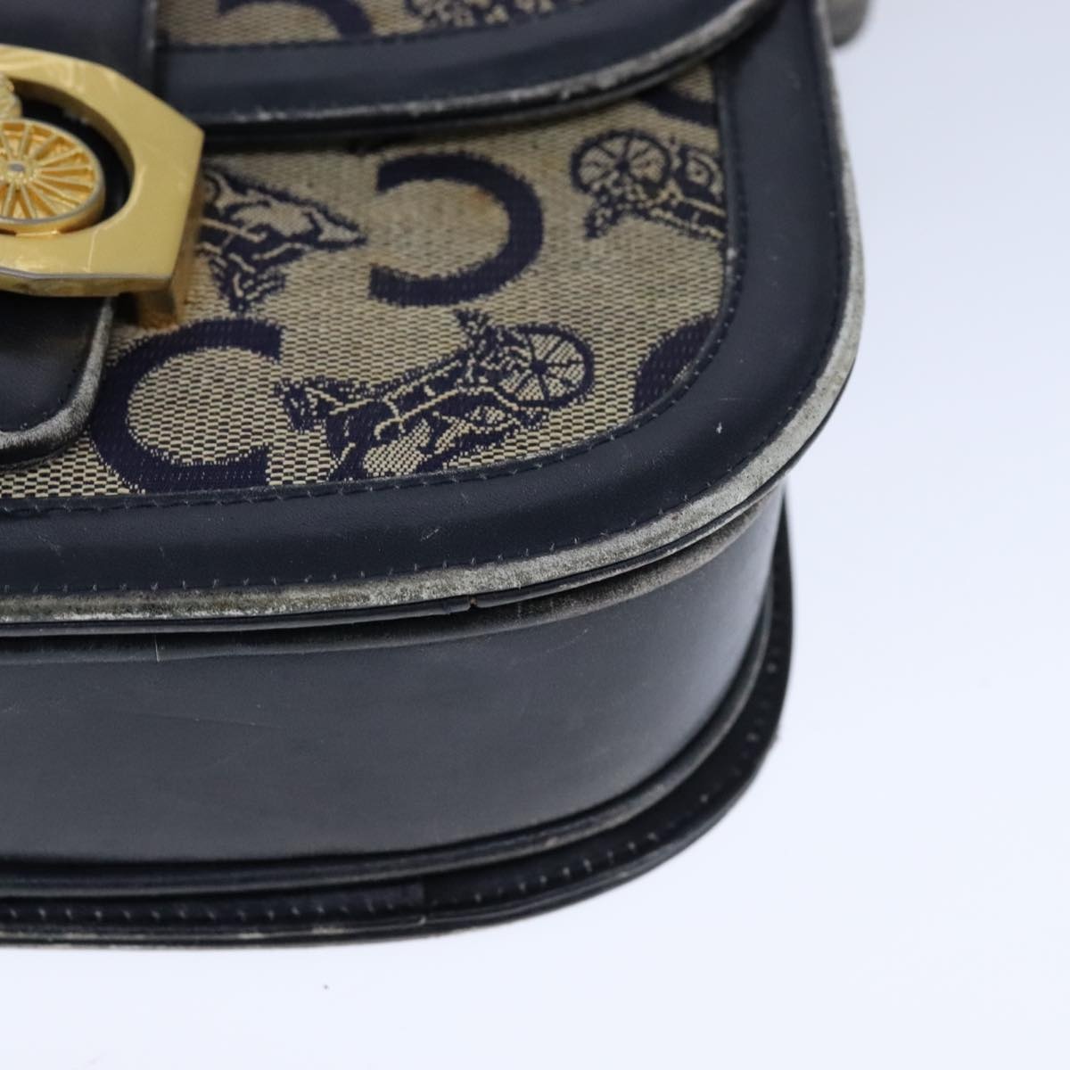 CELINE C Sulky Shoulder Bag Canvas Leather Navy - 11