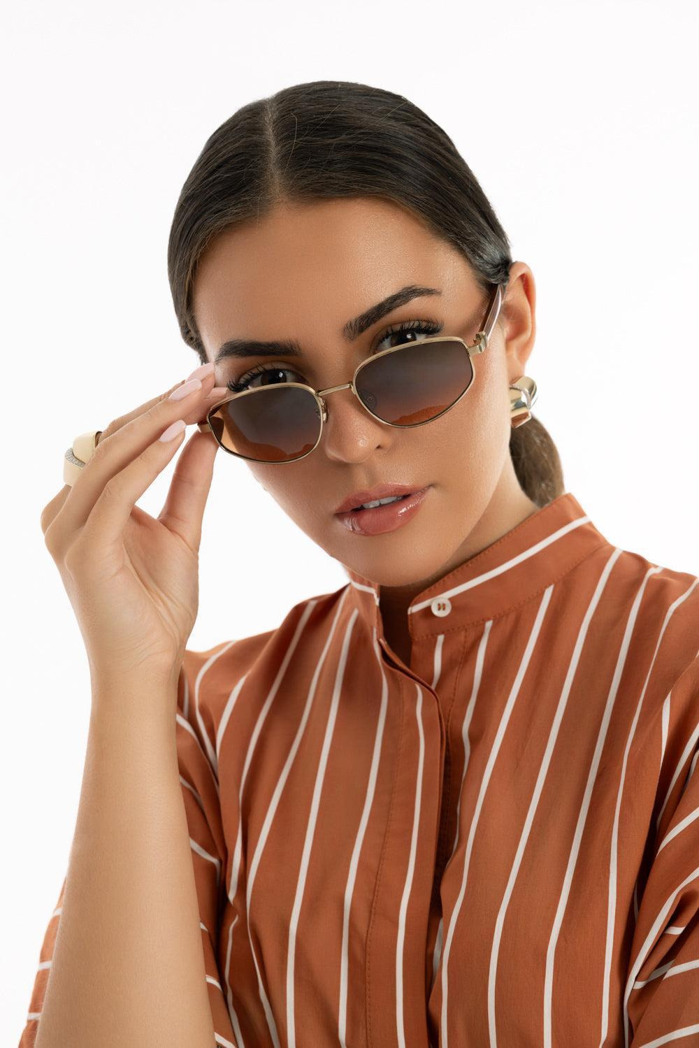 Angled Lens Sunglasses - Orange - 4