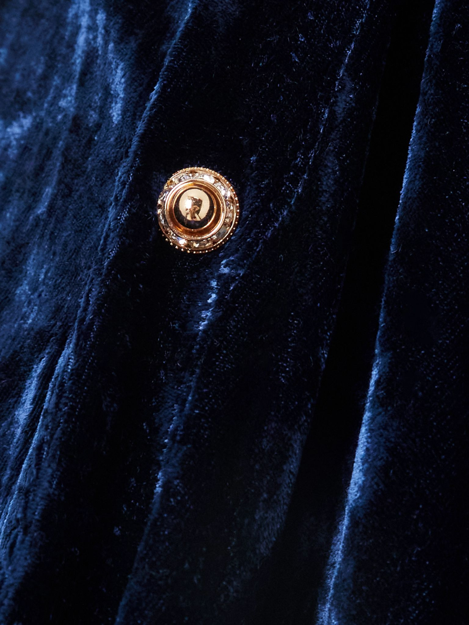 Ruched embellished velvet midi skirt Navy - 5