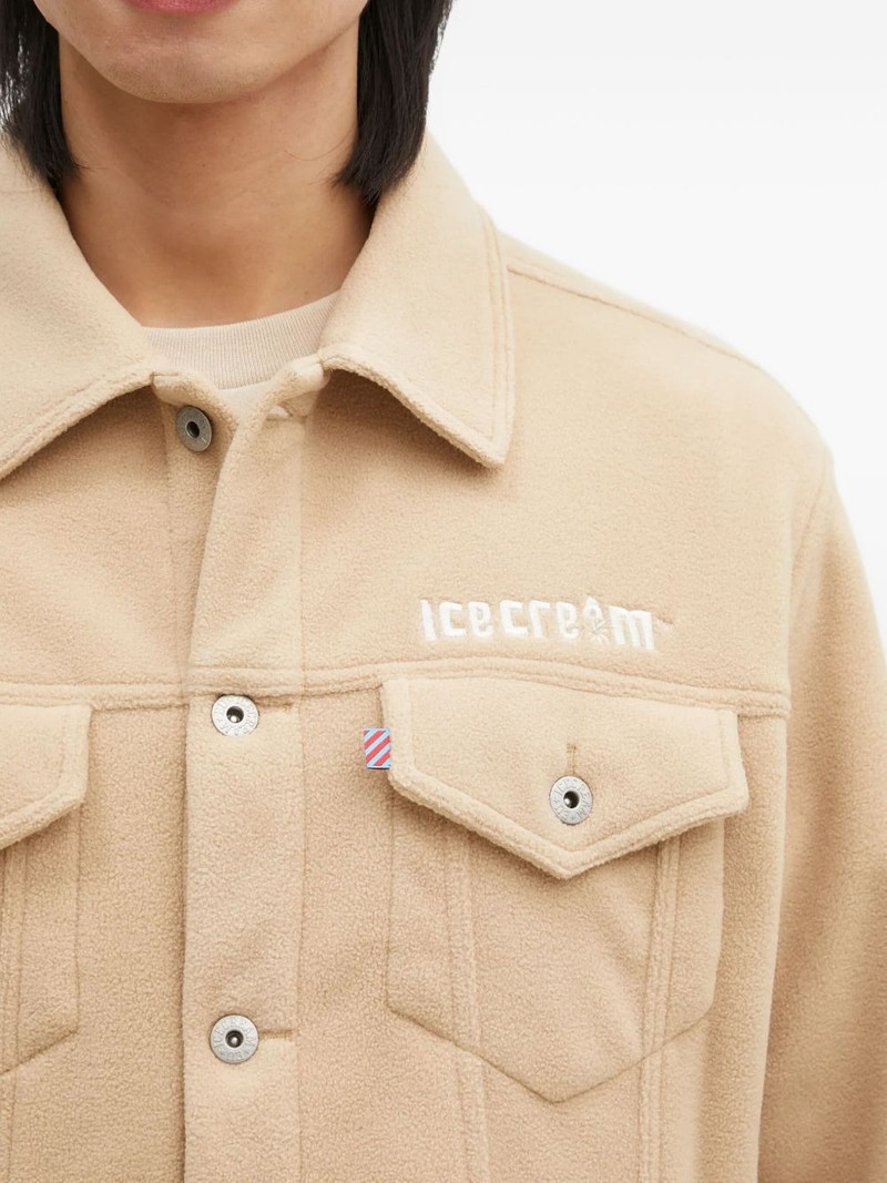 logo-embroidered fleece jacket 4