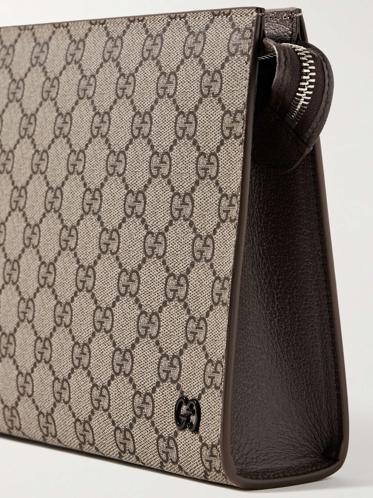 Leather-Trimmed Monogrammed Coated-Canvas Pouch - 4