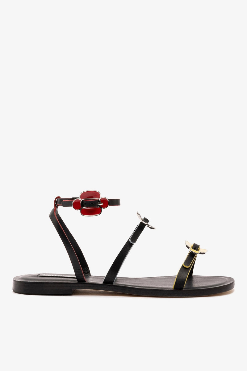 Tinx Flat Sandal In Black Leather 1