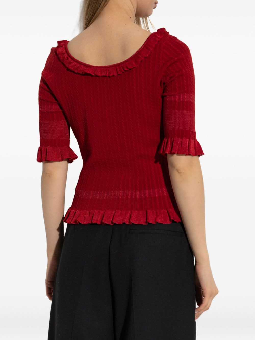 frill-trimmed ribbed top - 4
