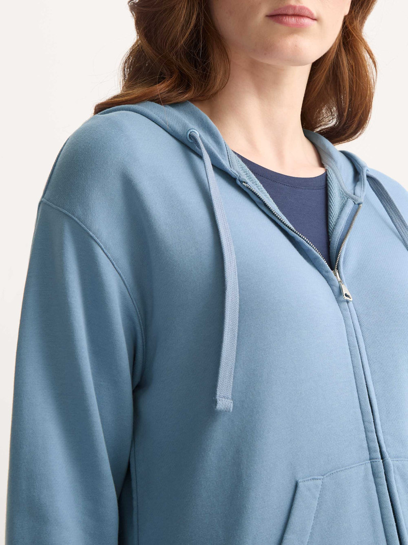 Women's Zip Up Hoodie Quinn Cotton Modal Soft Denim Blue 5