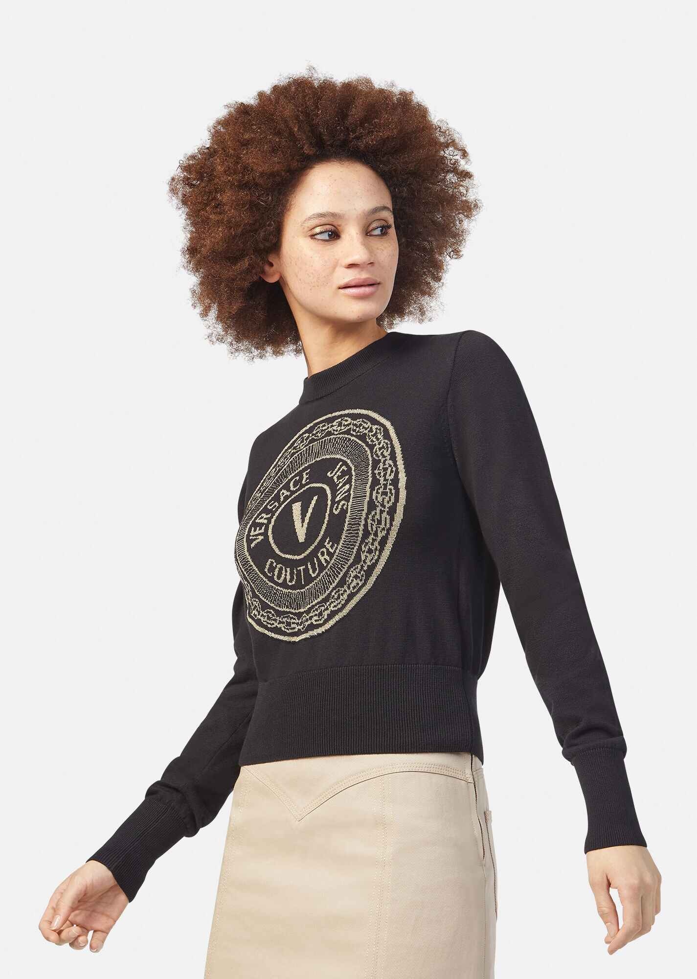 V-Emblem Cotton Sweater - 3