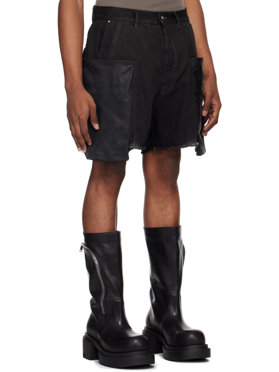Gray & Black Stefan Denim Shorts - 2