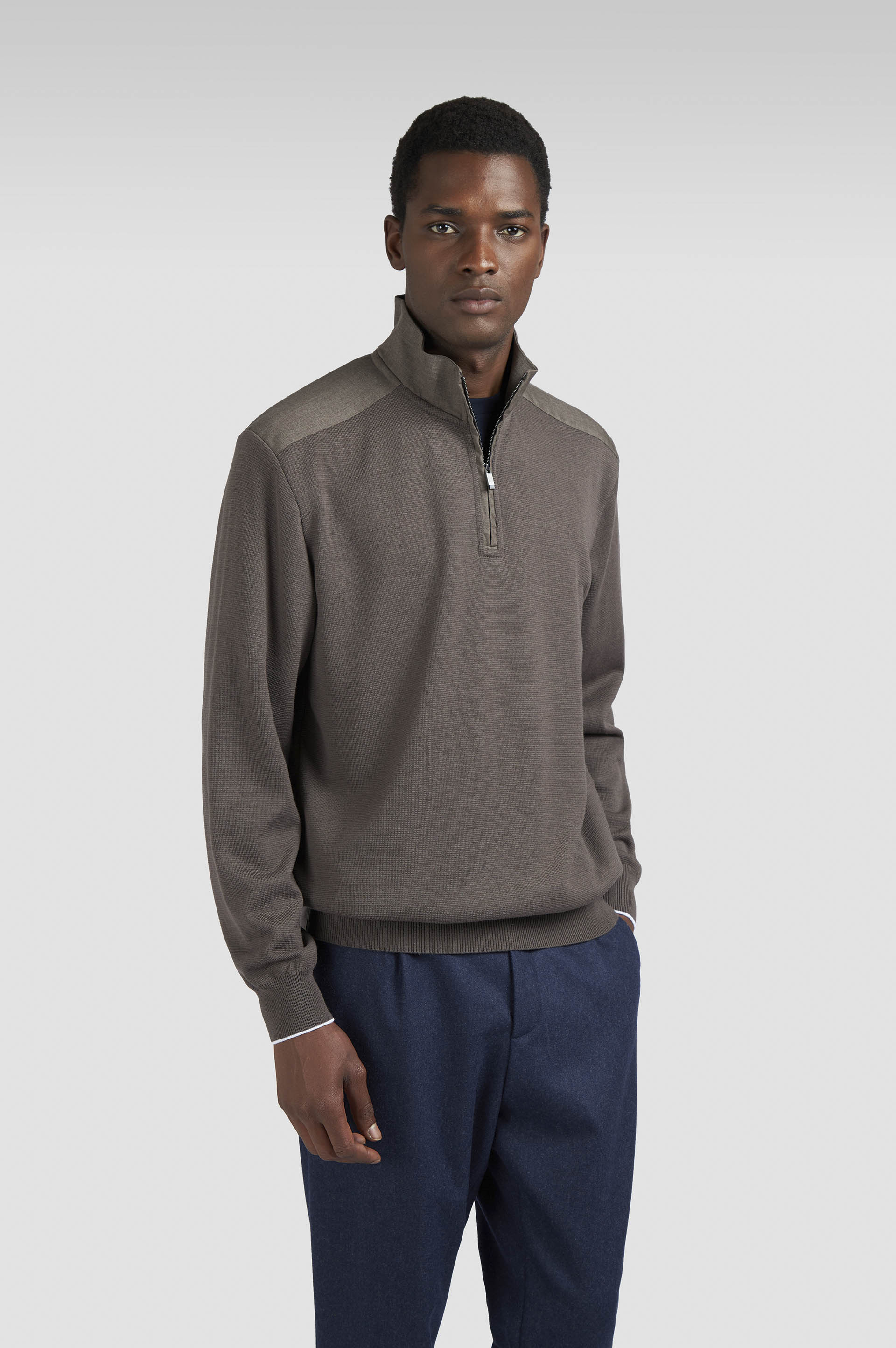 RIVIERA METAL SHARK FIN MERINO EXTRAFINE HALF ZIP SWEATER - 6