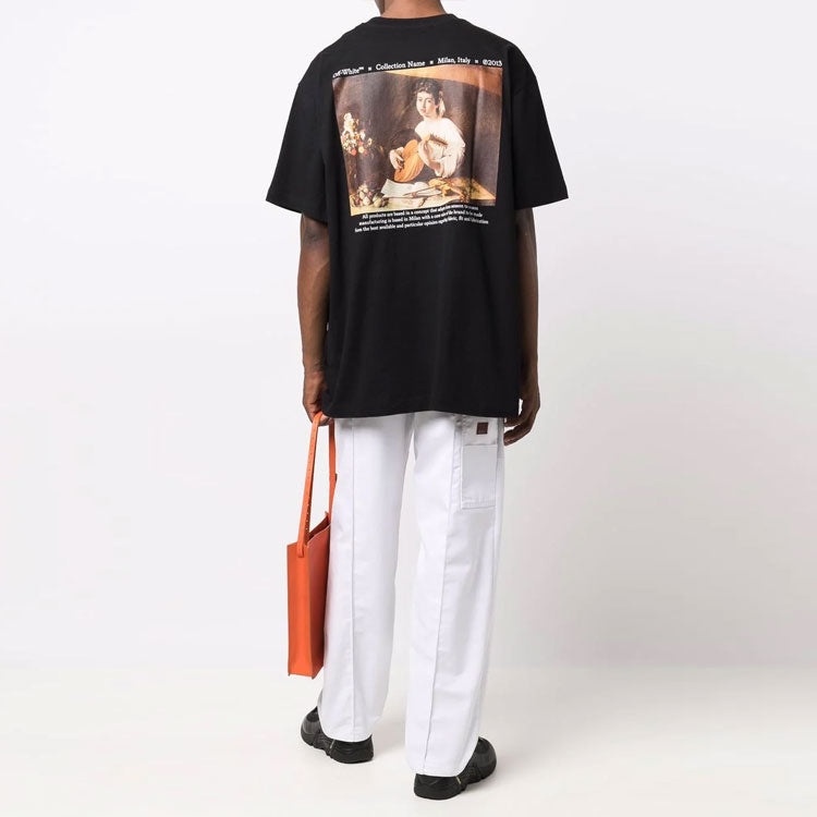 Off-White FW21 Caravaggio Painting Short Sleeve Loose Fit Black OMAA038F21JER0061084 - 3