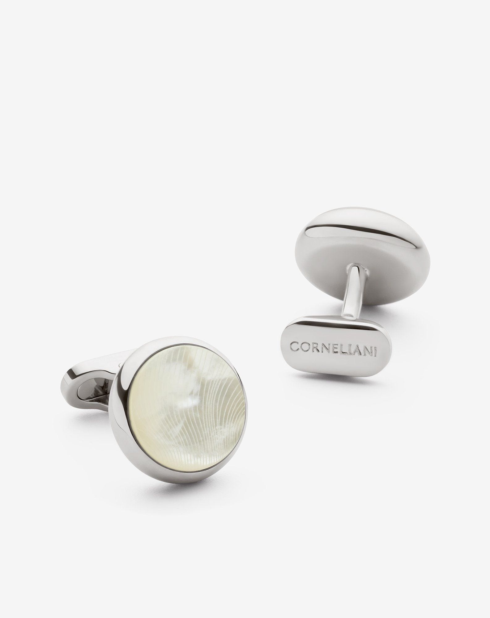 Silver brass cufflinks with mother of pearl - 2