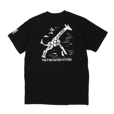 Engineered Garments PRINTED CROSS CREW NECK T-SHIRT / BLK GIRAFFE outlook