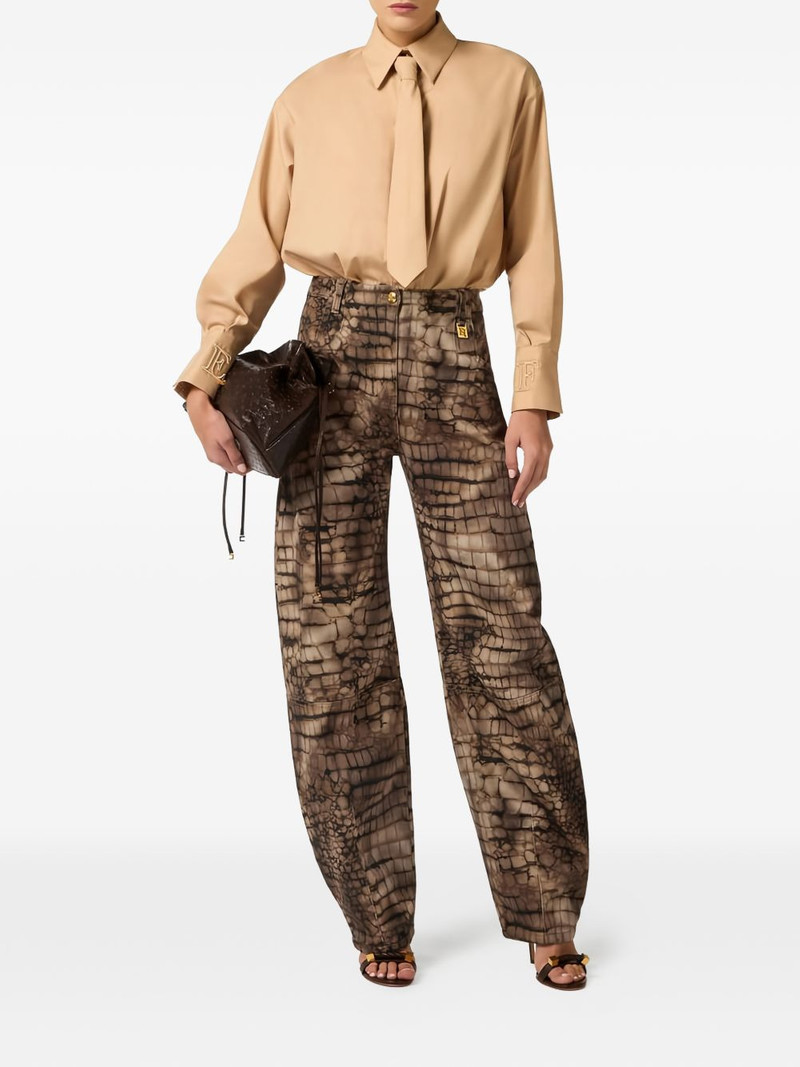 ELISABETTA FRANCHI tie-detail logo-embroidery shirt outlook