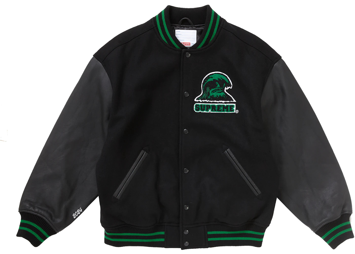 Supreme Wave Varsity Jacket Black - 3