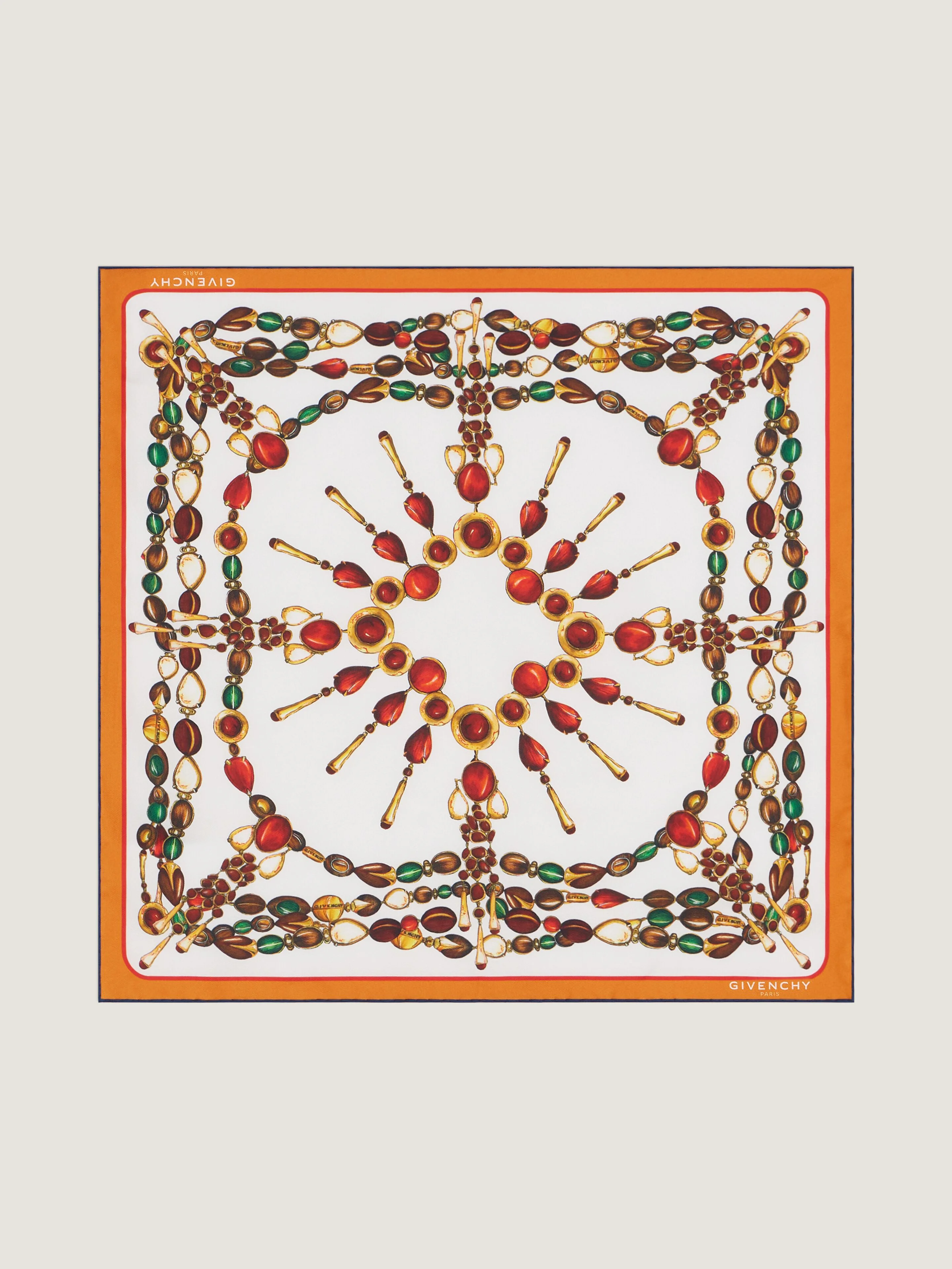 SMALL SQUARE IN SILK WITH SCULPTED GEM PRINT - 1