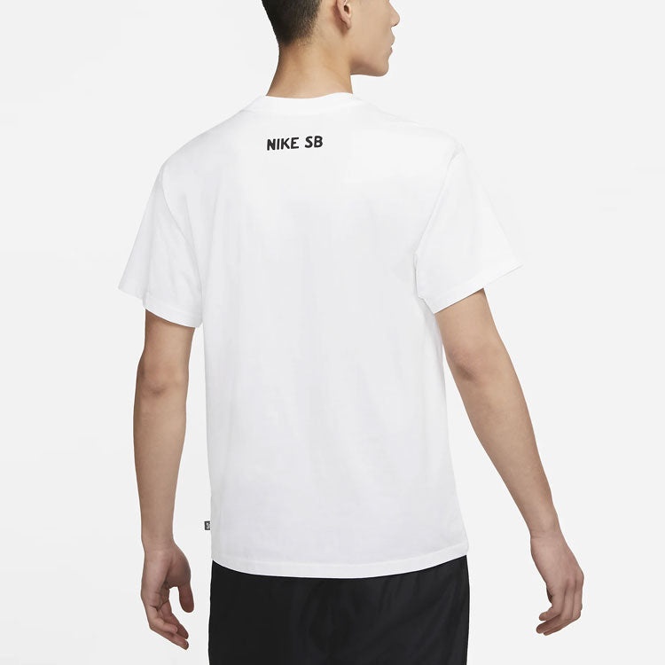 Nike SB Printing Skateboard Loose Knit Short Sleeve White DD1299-100 - 5