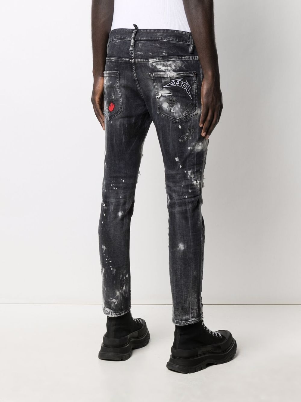 slogan-print slim-fit jeans - 4