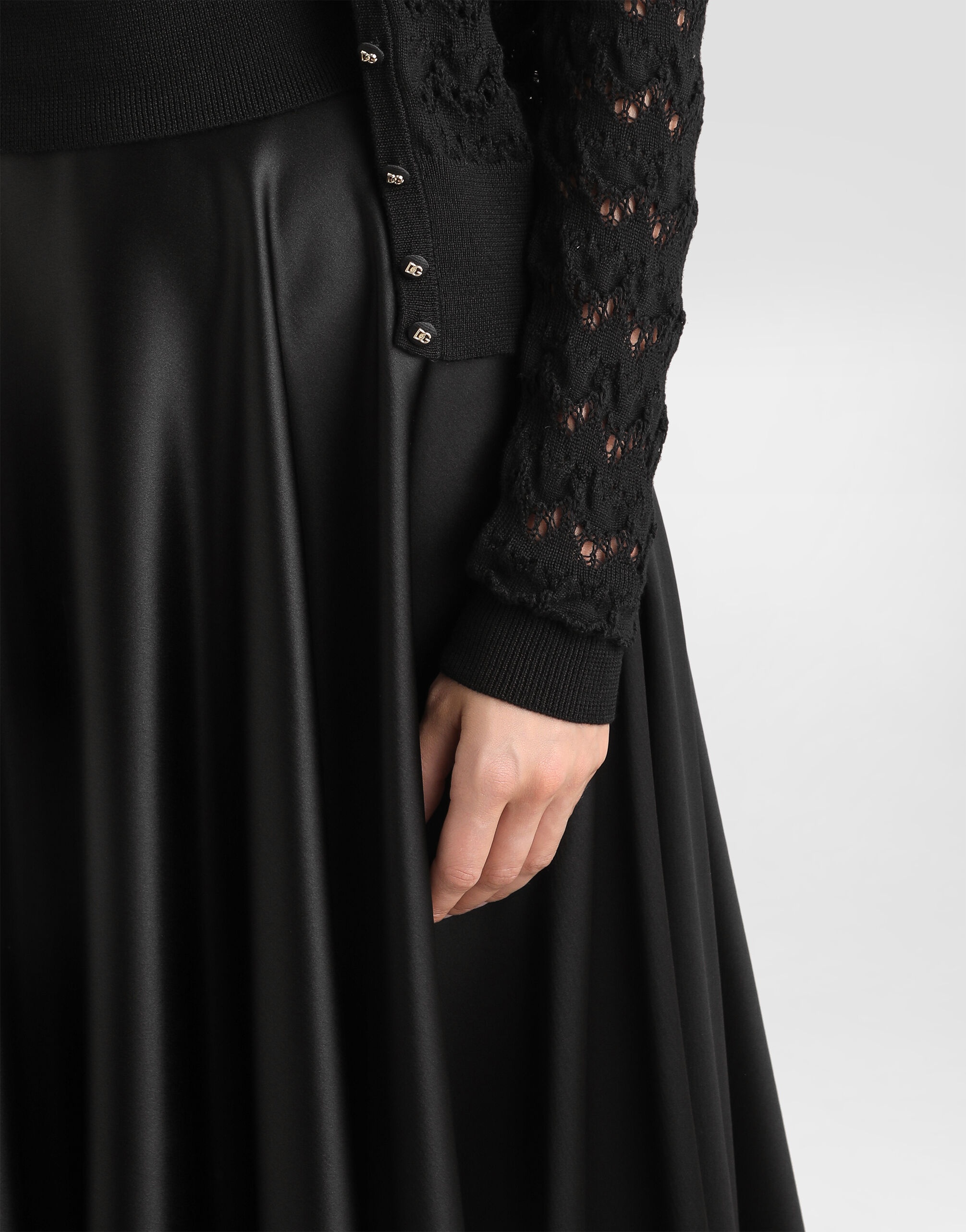 Silk satin calf-length circle skirt - 5