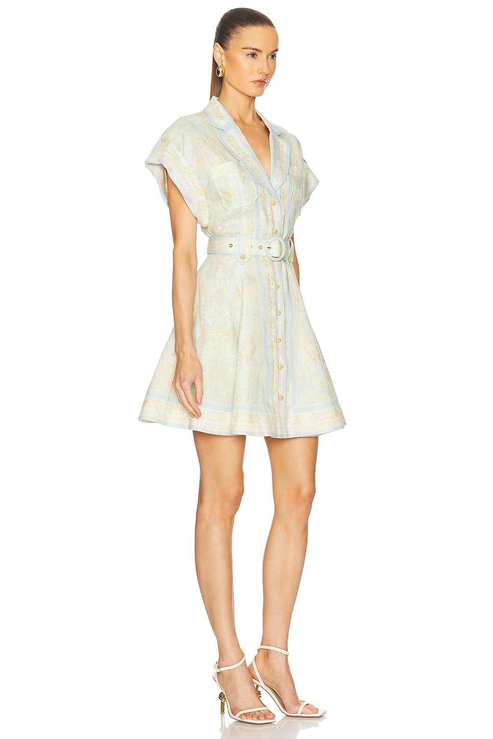 【Zimmermann】ACACIA MINI SHIRT DRESS シャツ ミニドレス Zimmermann Acacia Mini Shirt Dress Mint Multi