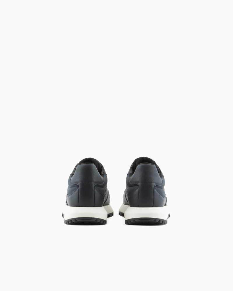EMPORIO ARMANI ASV recycled nylon sneakers with regenerated Saffiano details outlook